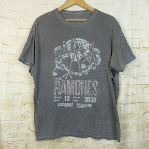 Ramones Road to Ruin Tour T-Shirt Women L Gray Rhinestone Belgium Distress Punk